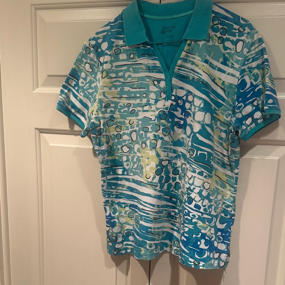 Aqua Multi-Print Polo Top